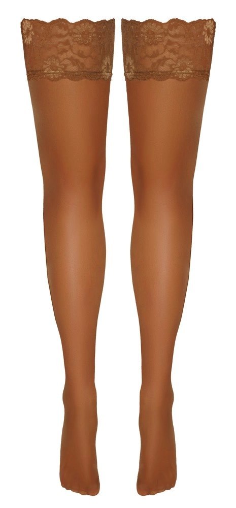 Cottelli LEGWEAR Pończochy beżowe z koronką 20 den silikon 9 cm L Cottelli LEGWEAR Pończochy beżowe z koronką 20 den silikon 9 cm L