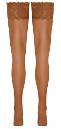 Cottelli LEGWEAR Pończochy beżowe z koronką 20 den silikon 9 cm L