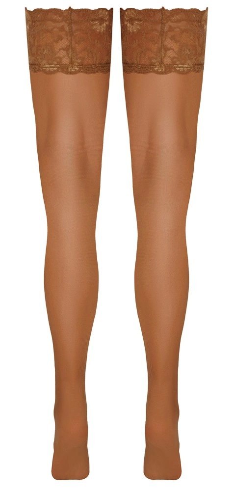 Cottelli LEGWEAR Pończochy beżowe z koronką 20 den silikon 9 cm L Cottelli LEGWEAR Pończochy beżowe z koronką 20 den silikon 9 cm L