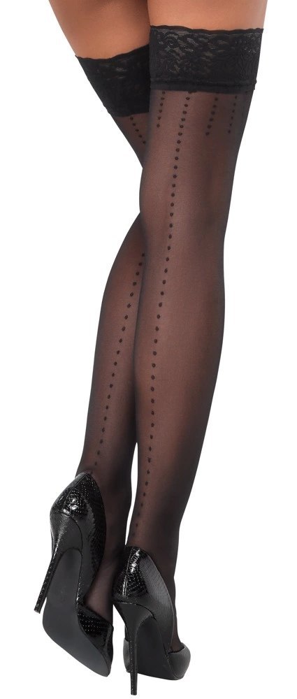 Cottelli LEGWEAR Pończochy czarne w kropki z koronką 20 den Cottelli LEGWEAR Pończochy czarne w kropki z koronką 20 den