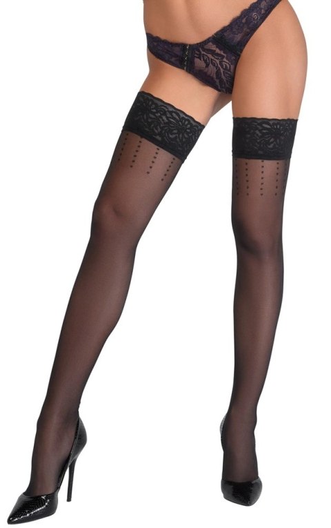 Cottelli LEGWEAR Pończochy czarne w kropki z koronką 20 den Cottelli LEGWEAR Pończochy czarne w kropki z koronką 20 den