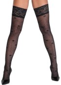 Cottelli LEGWEAR Pończochy czarne z koronką i kwiatowym wzorem 20 den