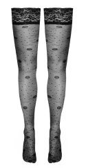 Cottelli LEGWEAR Pończochy czarne z koronką i kwiatowym wzorem 20 den