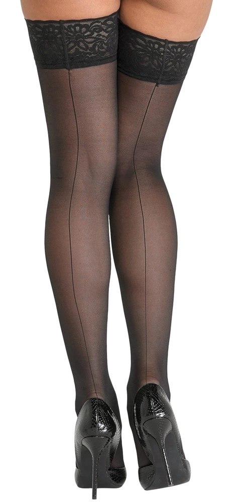 Cottelli LEGWEAR Pończochy czarne z koronką i ozdobnym szwem 20 den Cottelli LEGWEAR Pończochy czarne z koronką i ozdobnym szwem 20 den