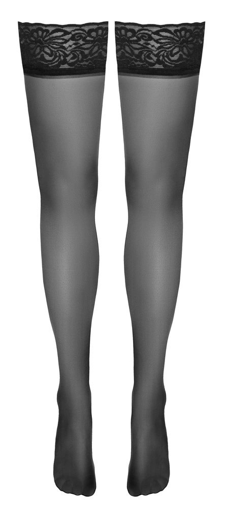 Cottelli LEGWEAR Pończochy czarne z koronką i ozdobnym szwem 20 den Cottelli LEGWEAR Pończochy czarne z koronką i ozdobnym szwem 20 den
