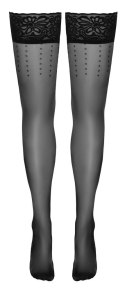 Cottelli LEGWEAR Pończochy czarne z koronką i wzorem kropek 20 den