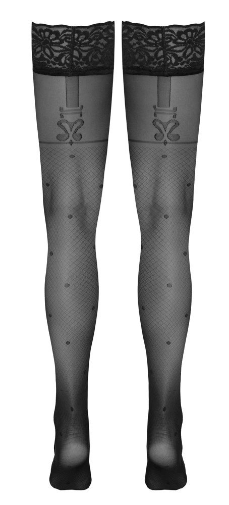 Cottelli LEGWEAR Pończochy czarne z kropeczkami i szelkami 40 den Cottelli LEGWEAR Pończochy czarne z kropeczkami i szelkami 40 den