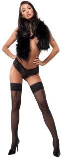 Cottelli LEGWEAR Pończochy czarne z kropkami i szelkami, koronka 40 den