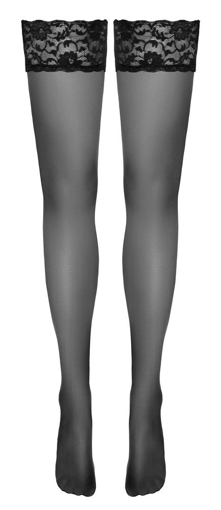 Cottelli LEGWEAR Pończochy czarne z szeroką koronką 20DEN Oeko-Tex Cottelli LEGWEAR Pończochy czarne z szeroką koronką 20DEN Oeko-Tex