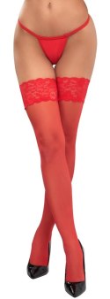 Cottelli LEGWEAR Pończochy czerwone z koronką 20 den 9 cm