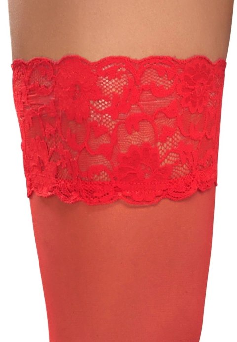 Cottelli LEGWEAR Pończochy czerwone z koronką i silikonowym paskiem 20 den Cottelli LEGWEAR Pończochy czerwone z koronką i silikonowym paskiem 20 den
