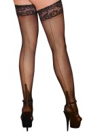 Cottelli LEGWEAR Pończochy z ozdobnym szwem i koronką 20 den czarne