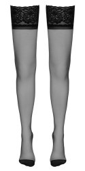Cottelli LEGWEAR Pończochy z ozdobnym szwem i koronką 20 den czarne