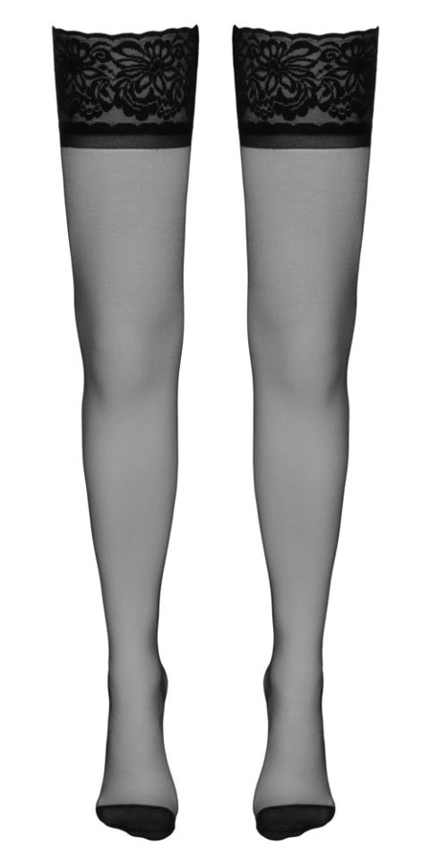 Cottelli LEGWEAR Pończochy z ozdobnym szwem i koronką 20 den czarne Cottelli LEGWEAR Pończochy z ozdobnym szwem i koronką 20 den czarne
