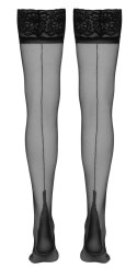 Cottelli LEGWEAR Pończochy z ozdobnym szwem i koronką 20 den czarne