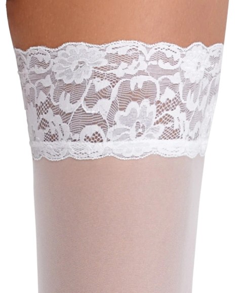 Cottelli Legwear Pończochy białe z szeroką koronką 20 den Cottelli Legwear Pończochy białe z szeroką koronką 20 den