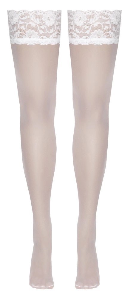 Cottelli Legwear Pończochy białe z szeroką koronką 20 den Cottelli Legwear Pończochy białe z szeroką koronką 20 den