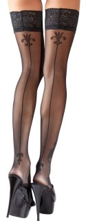 Cottelli Legwear Pończochy czarne koronka szew ozdobny tył 8cm