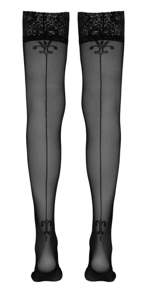 Cottelli Legwear Pończochy czarne koronka szew ozdobny tył 8cm Cottelli Legwear Pończochy czarne koronka szew ozdobny tył 8cm