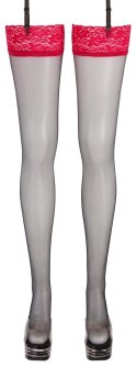 Cottelli Legwear Pończochy czarne z czerwoną koronką 20 den rozmiar 6