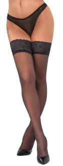 Cottelli Legwear Pończochy czarne z koronką i silikonowym paskiem 20 den