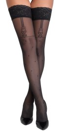 Cottelli Legwear Pończochy czarne z kropeczkami i szelkami 40 den