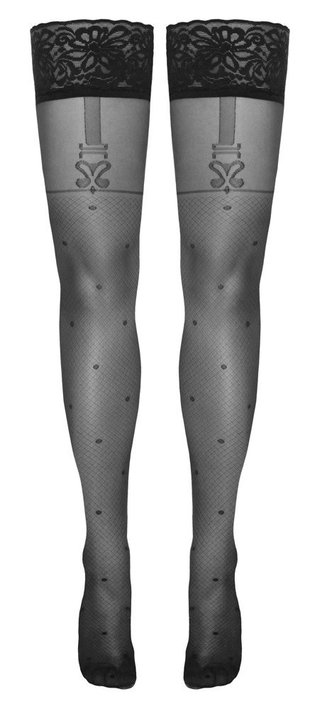 Cottelli Legwear Pończochy czarne z kropeczkami i szelkami 40 den Cottelli Legwear Pończochy czarne z kropeczkami i szelkami 40 den