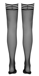 Cottelli Legwear Pończochy samonośne czarne, pasiaste wykończenie S