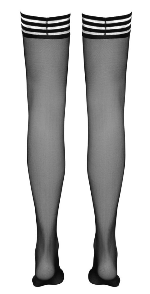 Cottelli Legwear Pończochy samonośne czarne, pasiaste wykończenie S Cottelli Legwear Pończochy samonośne czarne, pasiaste wykończenie S