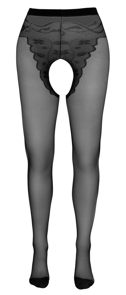 Cottelli Legwear Rajstopy 20 DEN z ozdobnym szwem i otwartą strefą, czarne Cottelli Legwear Rajstopy 20 DEN z ozdobnym szwem i otwartą strefą, czarne