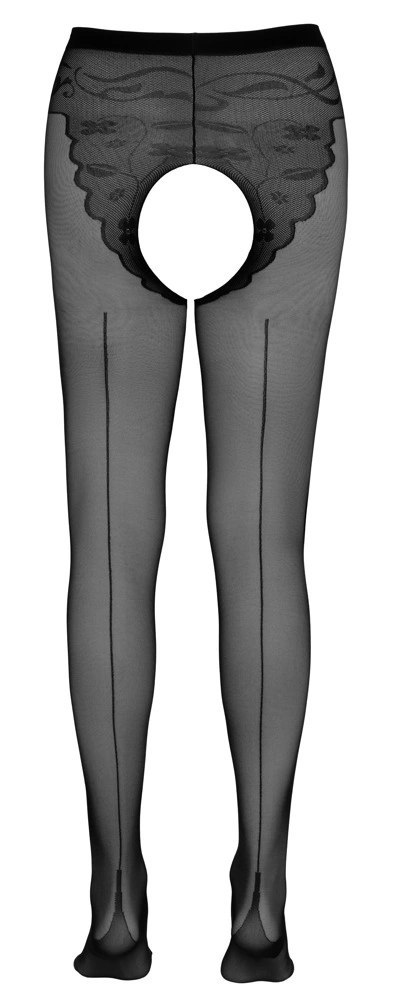 Cottelli Legwear Rajstopy 20 DEN z ozdobnym szwem i wycięciem, czarne Cottelli Legwear Rajstopy 20 DEN z ozdobnym szwem i wycięciem, czarne