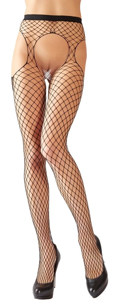 Cottelli Legwear Siateczkowe Rajstopy z Pasem Bez Krocza S-L Cottelli Legwear Siateczkowe Rajstopy z Pasem Bez Krocza S-L