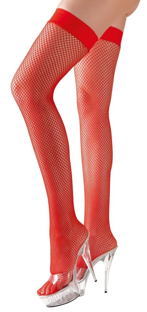 Cottelli Legwear pończochy kabaretki czerwone M z silikonową opaską Cottelli Legwear pończochy kabaretki czerwone M z silikonową opaską