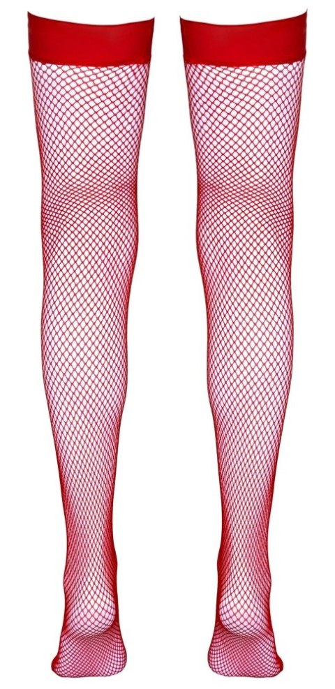 Cottelli Legwear pończochy kabaretki czerwone M z silikonową opaską Cottelli Legwear pończochy kabaretki czerwone M z silikonową opaską