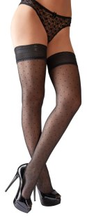 Cottelli Legwear pończochy samonośne czarne z kropeczkami 25 DEN