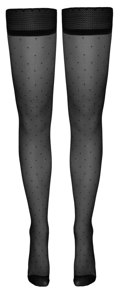 Cottelli Legwear pończochy samonośne czarne z kropeczkami 25 DEN Cottelli Legwear pończochy samonośne czarne z kropeczkami 25 DEN