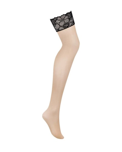 Obsessive Serafia Pończochy Nude z Czarną Koronką M/L Obsessive Serafia Pończochy Nude z Czarną Koronką M/L