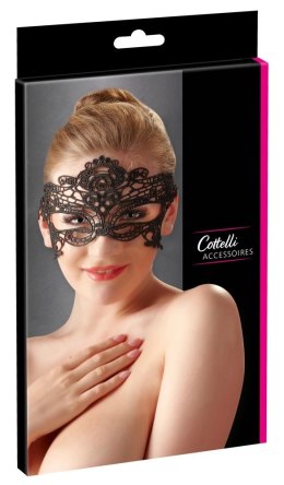 Cottelli ACCESSOIRES Maska haftowana z koronkową wstążką czarna