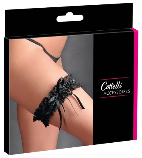 Cottelli Accessories Koronkowa Podwiązka z Satynową Kokardką Czarna Cottelli Accessories Koronkowa Podwiązka z Satynową Kokardką Czarna