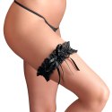 Cottelli Accessories Koronkowa Podwiązka z Satynową Kokardką Czarna