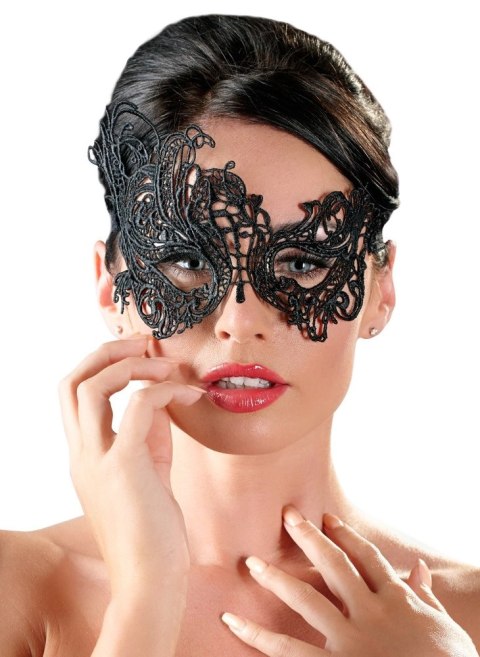 Cottelli Accessories czarna maska na oczy z haftem i koronkową wstążką Cottelli Accessories czarna maska na oczy z haftem i koronkową wstążką