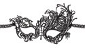 Cottelli Accessories czarna maska na oczy z haftem i koronkową wstążką