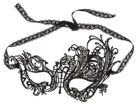 Cottelli Accessories czarna maska na oczy z haftem i koronkową wstążką Cottelli Accessories czarna maska na oczy z haftem i koronkową wstążką