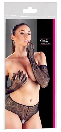 Cottelli Accessories długie siateczkowe rękawiczki czarne S-L