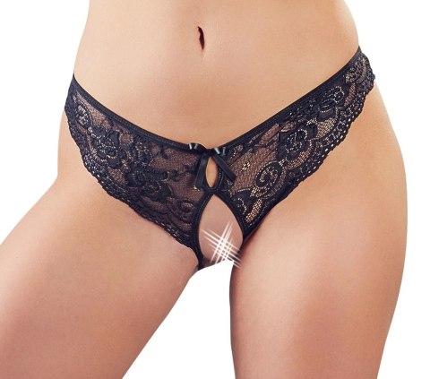 Cottelli Lingerie Figi koronkowe z wycięciami i kokardkami czarne L Cottelli Lingerie Figi koronkowe z wycięciami i kokardkami czarne L
