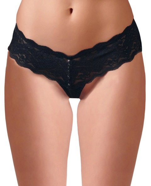 Cottelli Lingerie Stringi Koronkowe Czarny L z Dekoracyjnymi Perełkami Cottelli Lingerie Stringi Koronkowe Czarny L z Dekoracyjnymi Perełkami