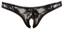 Cottelli Lingerie Stringi damskie z kwiatowej koronki czarne L bez szwu