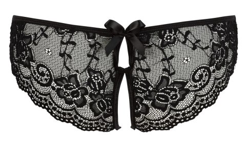 Cottelli Lingerie figi koronkowe z wycięciami i kokardkami czarne S Cottelli Lingerie figi koronkowe z wycięciami i kokardkami czarne S