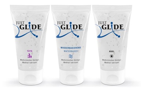 Just Glide Zestaw 3x50 ml - Lubrykanty wodne do skory wrażliwej i akcesoriow