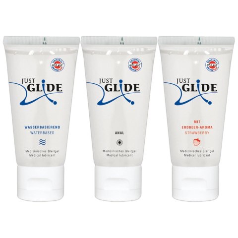 Just Glide Zestaw 3x50 ml - Lubrykanty wodne do skory wrażliwej i akcesoriow Just Glide Zestaw 3x50 ml - Lubrykanty wodne do skory wrażliwej i akcesoriow